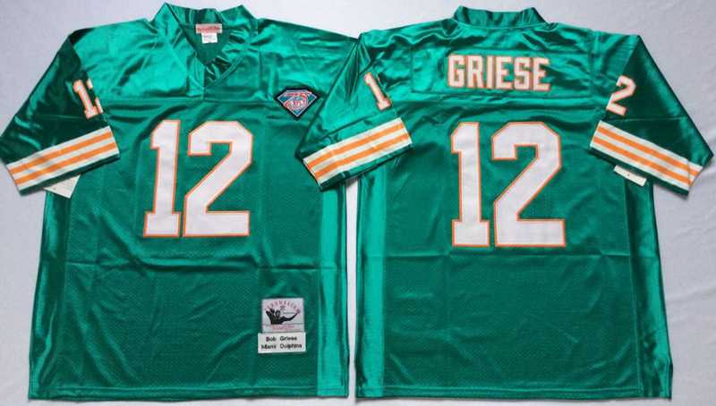 Dolphins 12 Bob Griese Aqua M&N Throwback Jersey->nfl m&n throwback->NFL Jersey